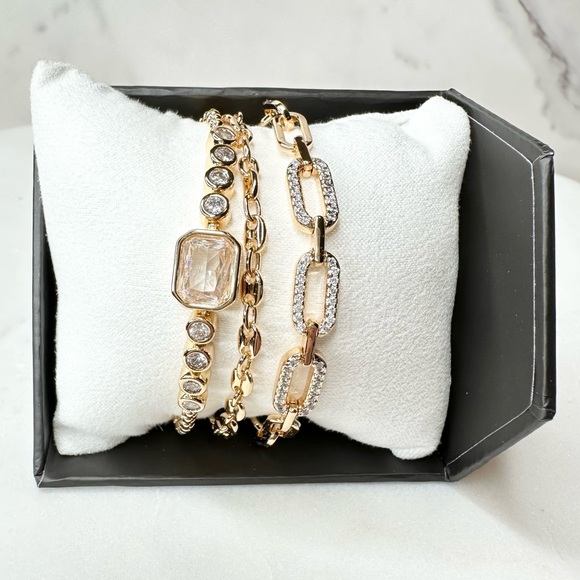 Bomb Party Jewelry - Bomb Party Luxe Layer Bracelet Forever Felicia's Set RBP8069 Gold Plating NWT